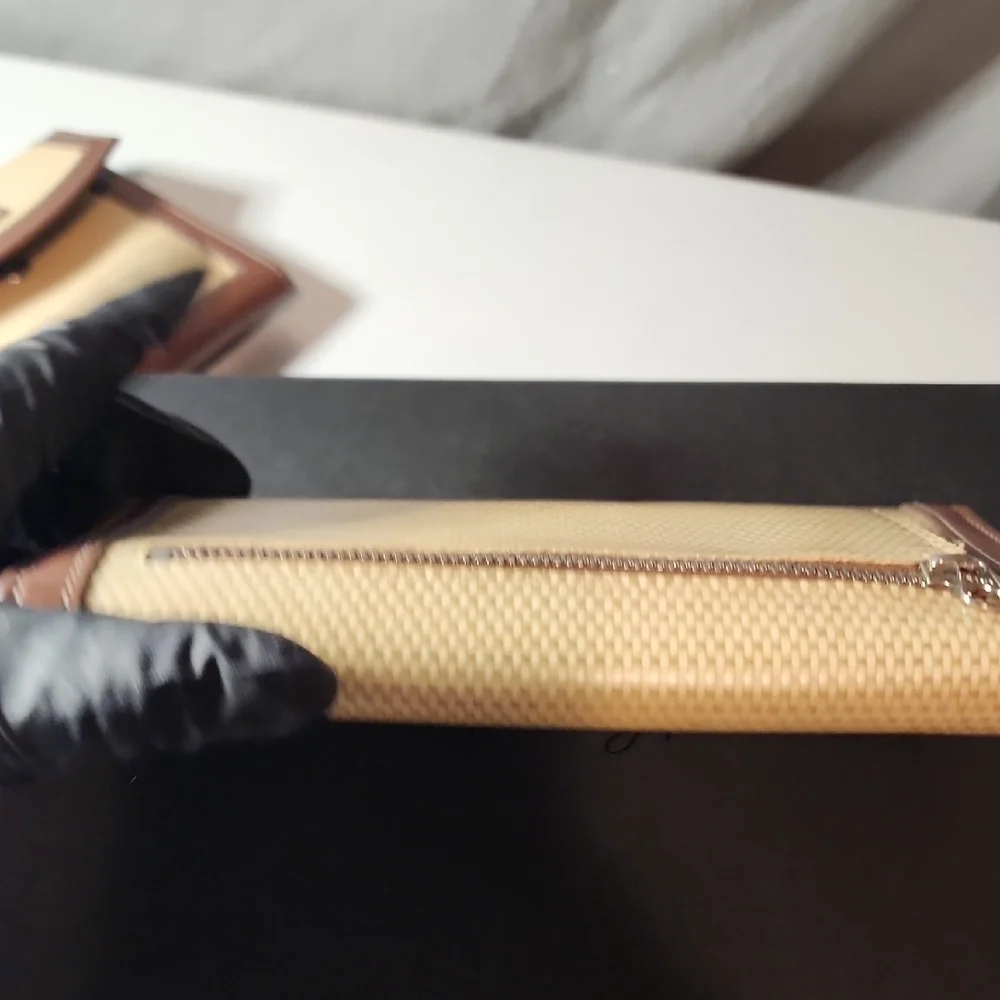 Dooney & Bourke Woven Tan and Brown Clutch